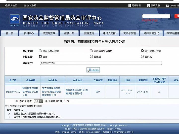 塑料輸液容器用聚丙烯雙折式組合蓋 信息公示